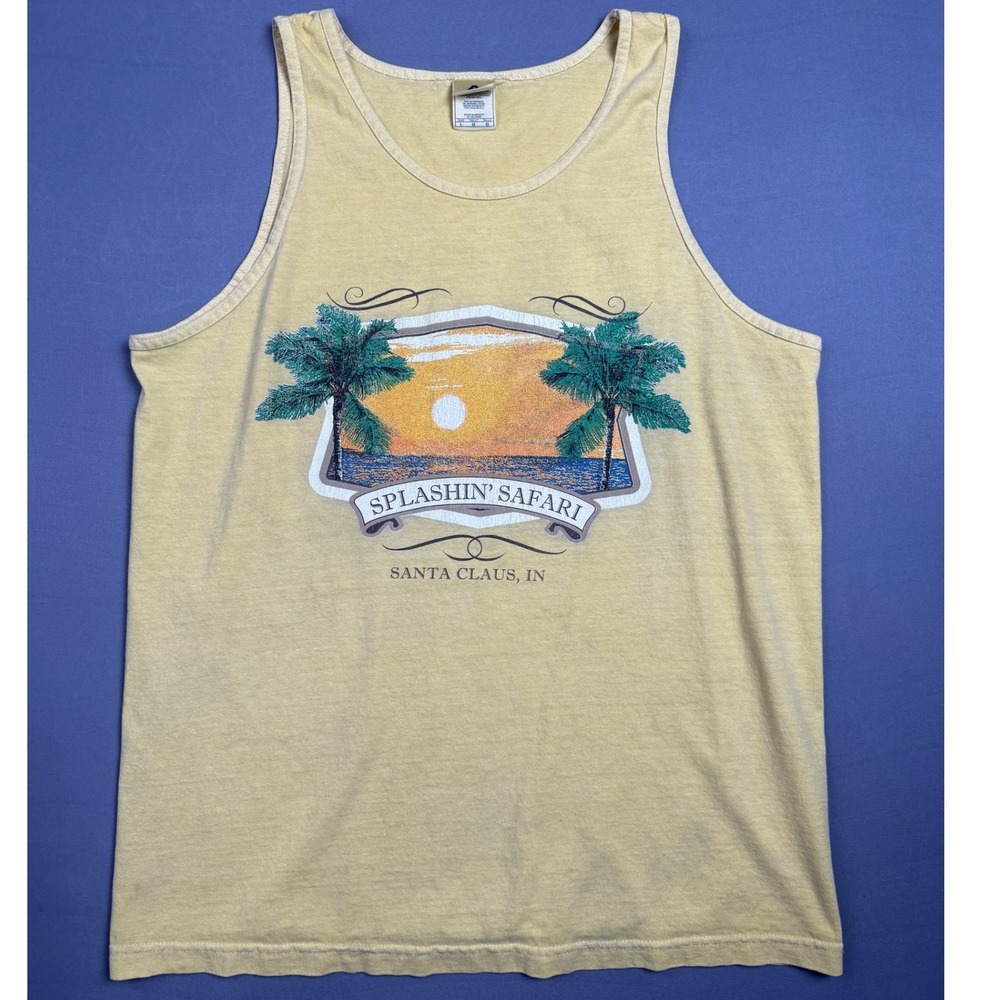 Splashin Safari Santa Claus IN Tank Top Palm Trees Graphic Mens‎ Large